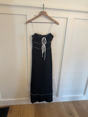 See You Monday Black Maxi Dress with White Trim